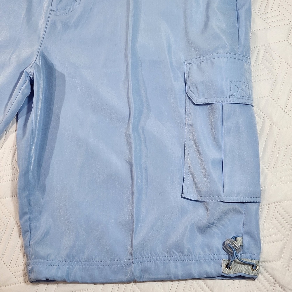 PJMark Shorts Cargo Mens Vintage Baggy Y2K Blue 5 Pocket Long Length relaxed L - Picture 7 of 15